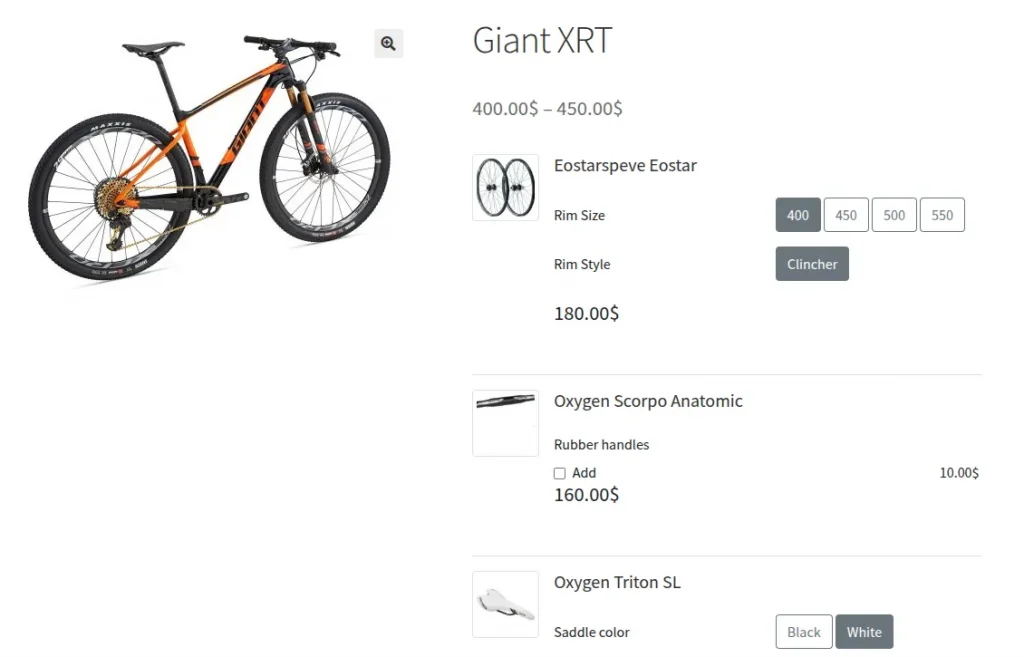 Bicycle Configurable Product in WooCommerce using Products Wizard